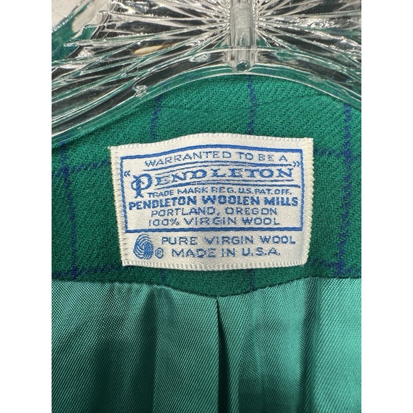 Vintage Pendleton Green Wool Blazer Jacket w/ Matching Skirt | Tagged Size: 22W - Picture 10 of 16